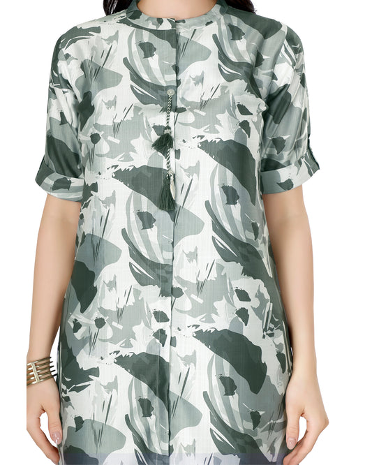 Green Floral Print Kurta