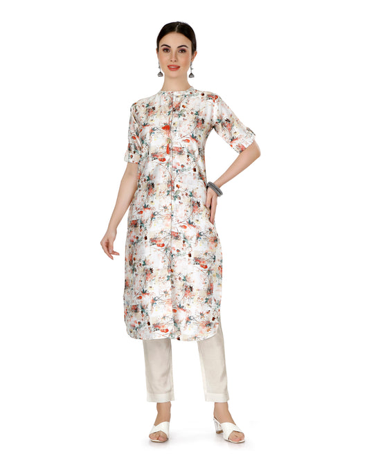 Floral Printed Calf Length Kurta